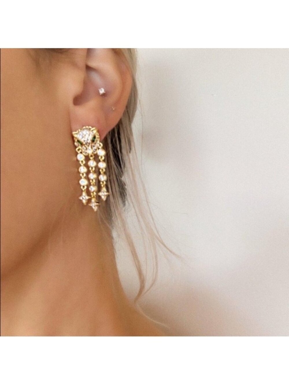 Panthere Melinda Maria Gold Crystal Earrings